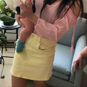 Yellow denim skirt